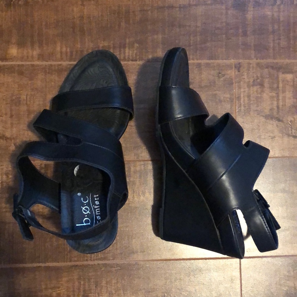 boc Black Wedge Sandals